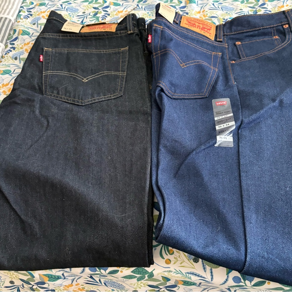 Levi's Slim Black and Blue Jeans Classic Boot cut style 517&527, size 36*34